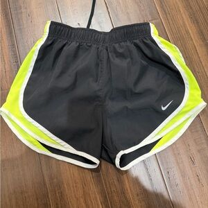 Nike Women's Black and Yellow Dri-Fit Athletic Shorts